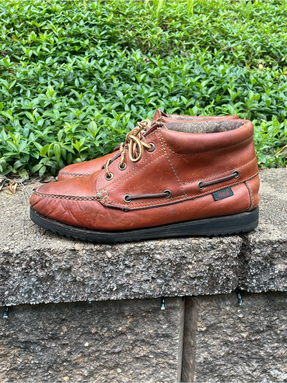 Vintage Bass Moccasin Ankle Boots Men’s 10M Brown Leather Made USA Chukka